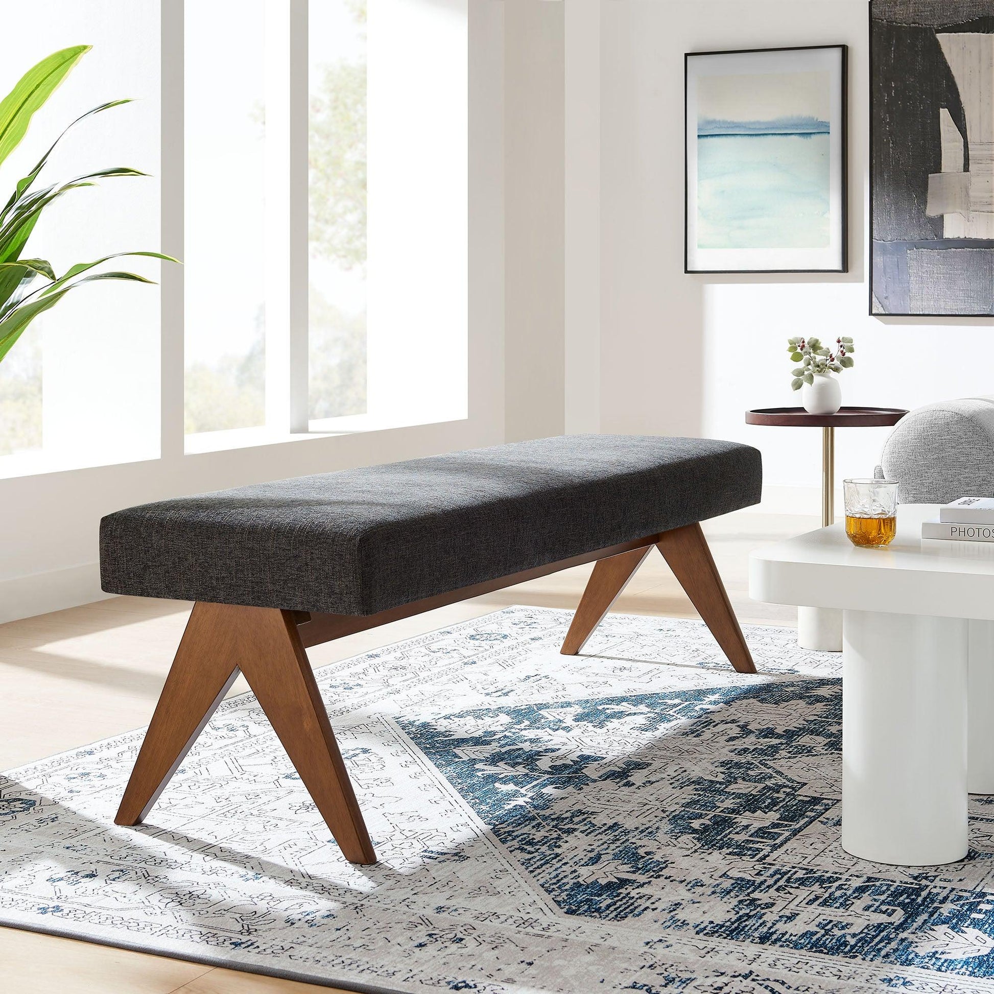 Lyra 63" Fabric Upholstered Bench by Modway FredCo