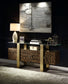 Mabyn Brass & Antique Brown Finish Console Cabinet FredCo