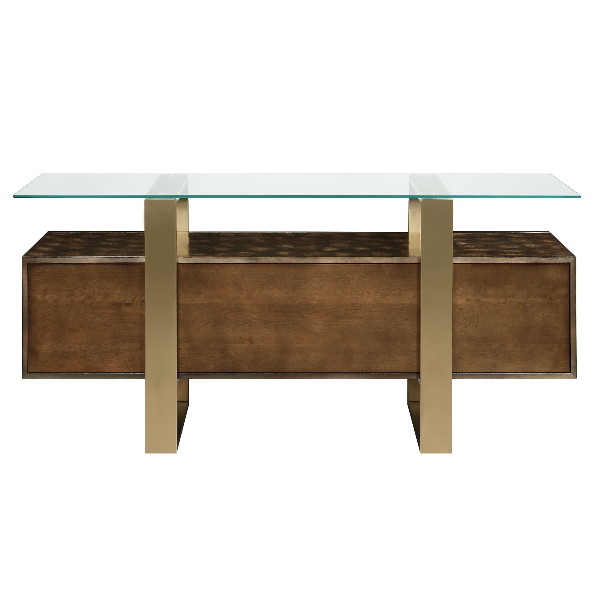 Mabyn Brass & Antique Brown Finish Console Cabinet FredCo