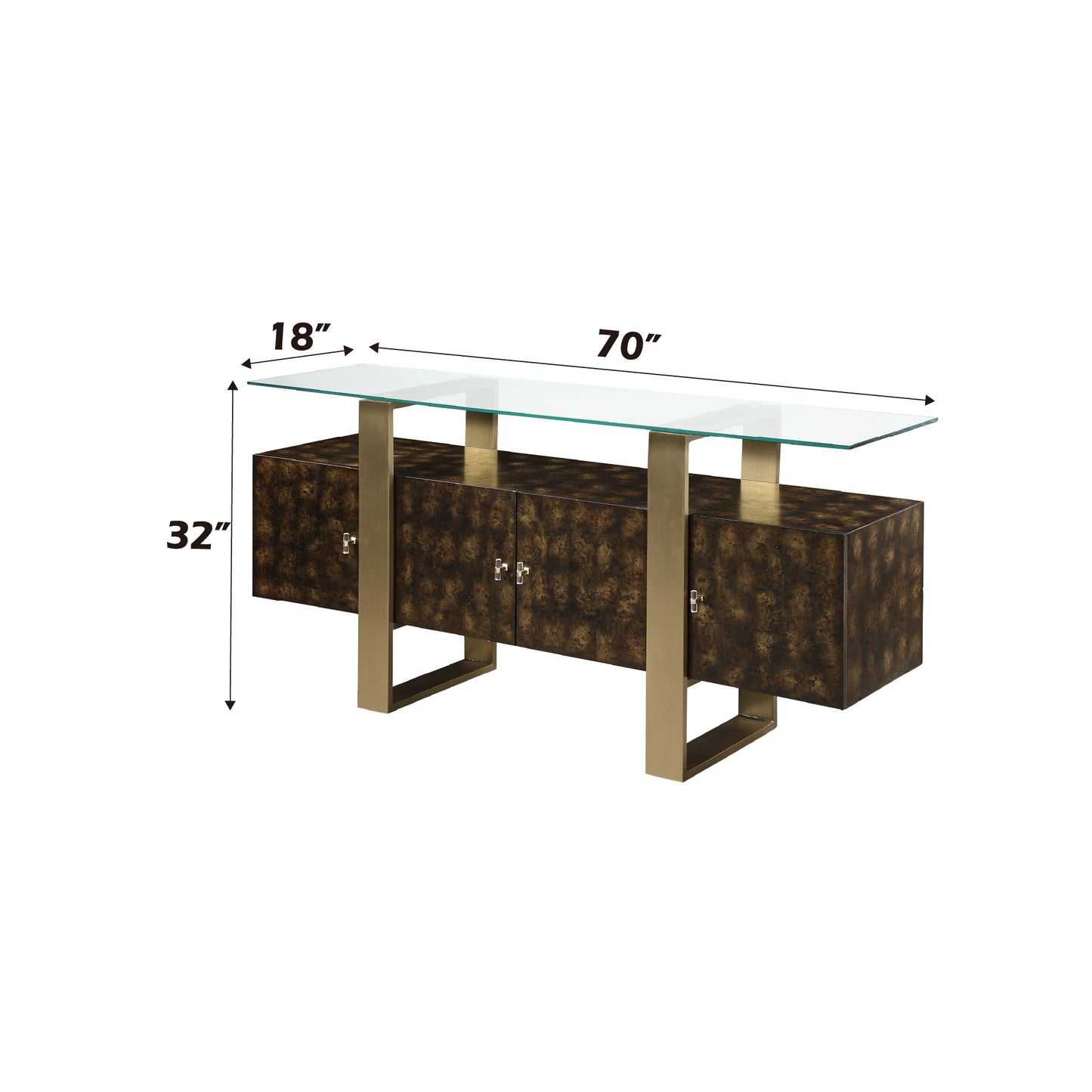 Mabyn Brass & Antique Brown Finish Console Cabinet FredCo