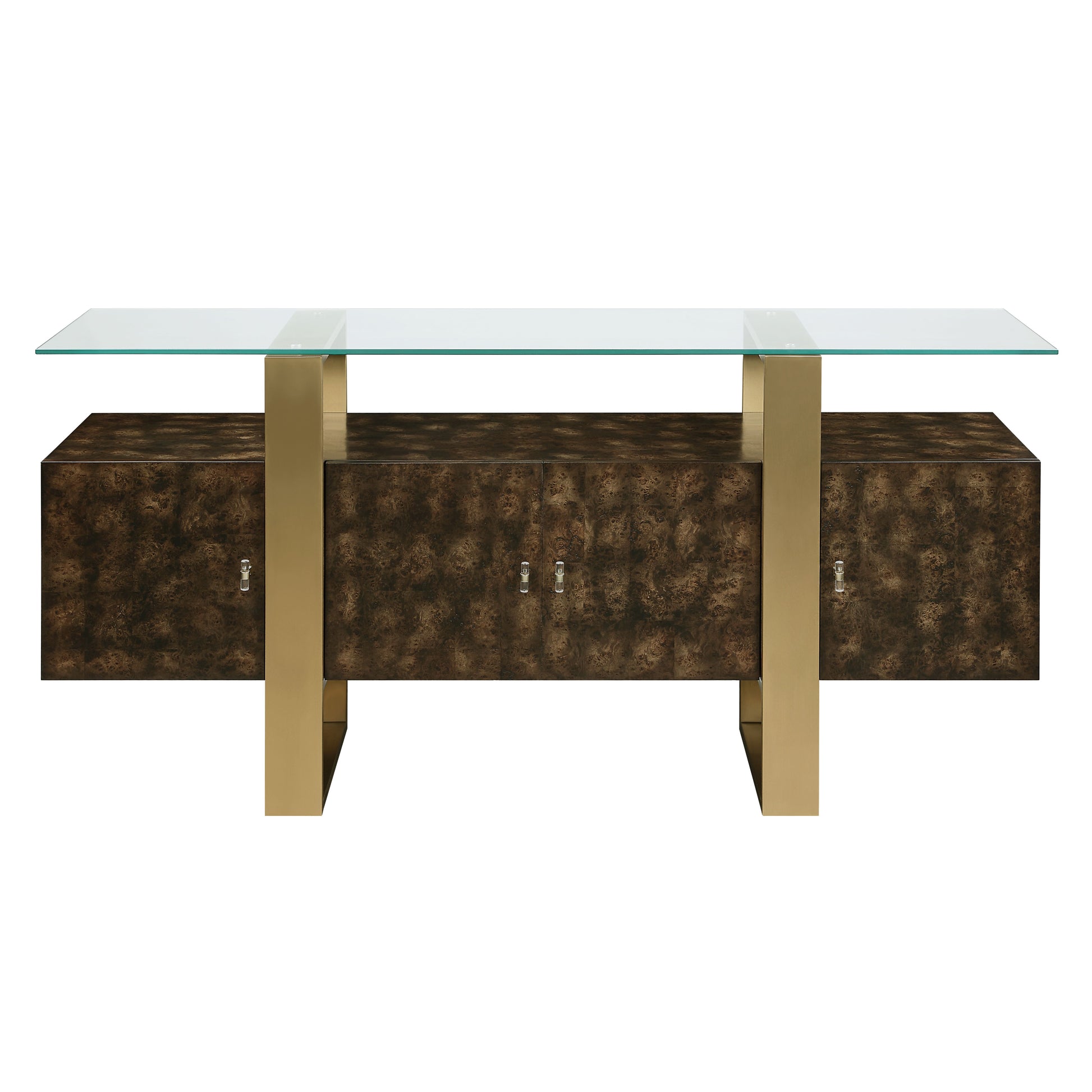 Mabyn Brass & Antique Brown Finish Console Cabinet FredCo