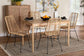 Manhattan Modern Bohemian Rattan and Natural Oak Finished Wood 5-Piece Dining Set FredCo