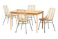 Manhattan Modern Bohemian Rattan and Natural Oak Finished Wood 5-Piece Dining Set FredCo