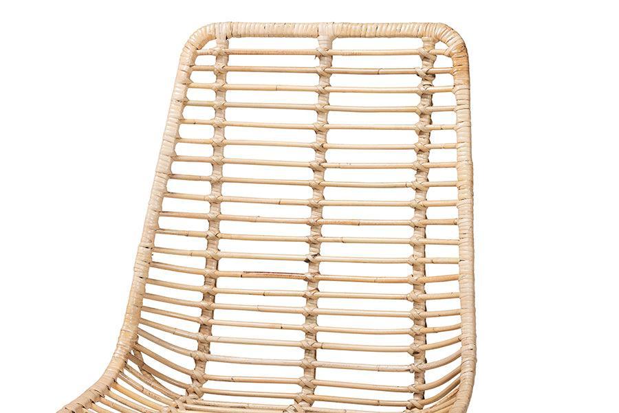 Manhattan Modern Bohemian Rattan and Natural Oak Finished Wood 5-Piece Dining Set FredCo