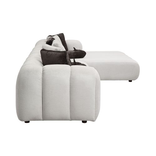 Manilla Ivory White Linen Sectional Sofa w/8 Pillows FredCo