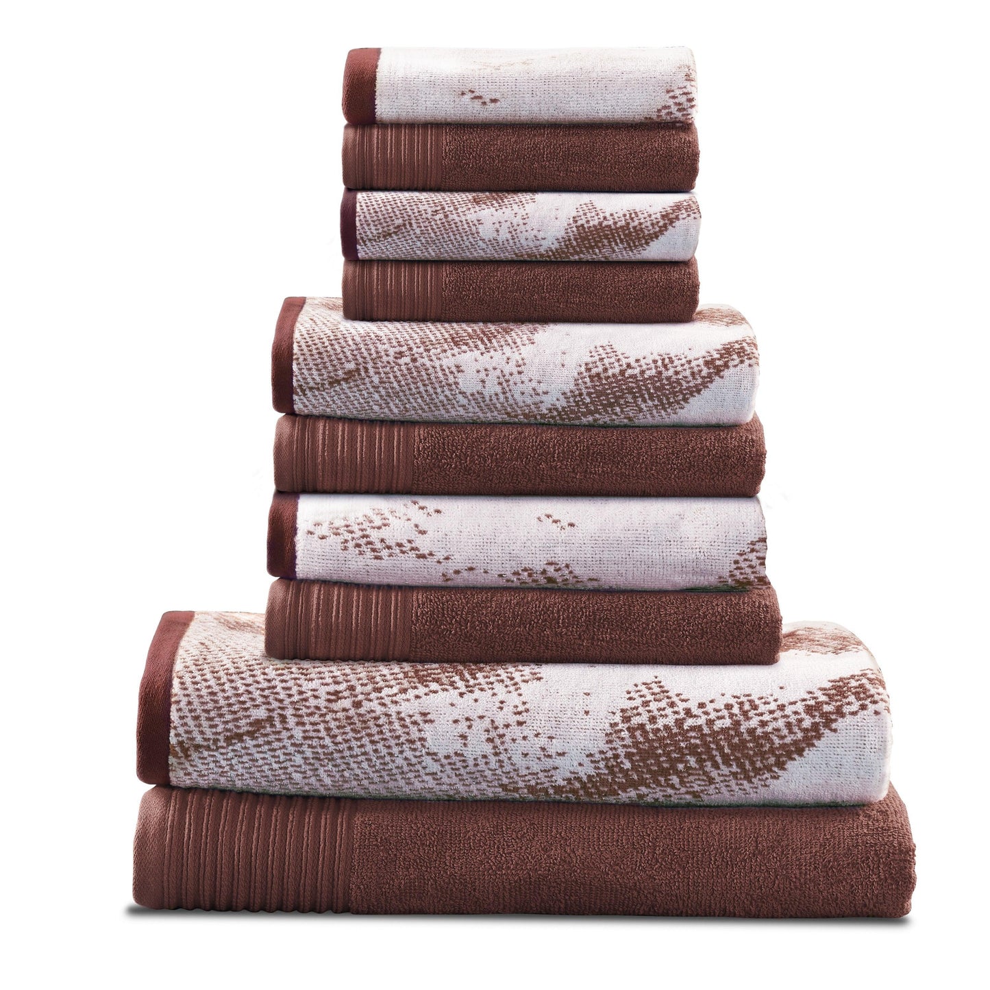 Marble Effect Cotton Absorbent Textured Ultra-Plush 10-Piece Towel Set FredCo