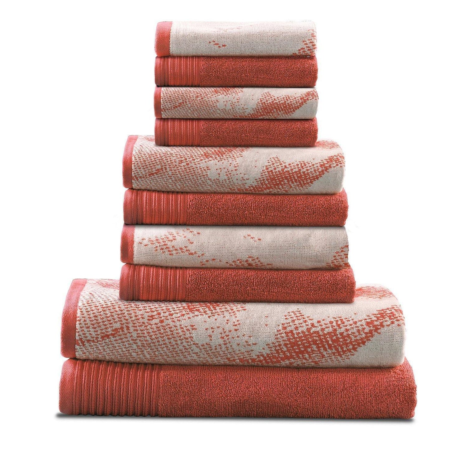 Marble Effect Cotton Absorbent Textured Ultra-Plush 10-Piece Towel Set FredCo