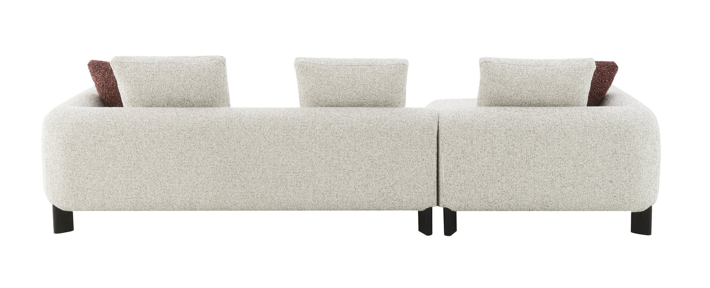 Mardi Maroon & Beige Tweed Sectional Sofa w/3 Pillows FredCo