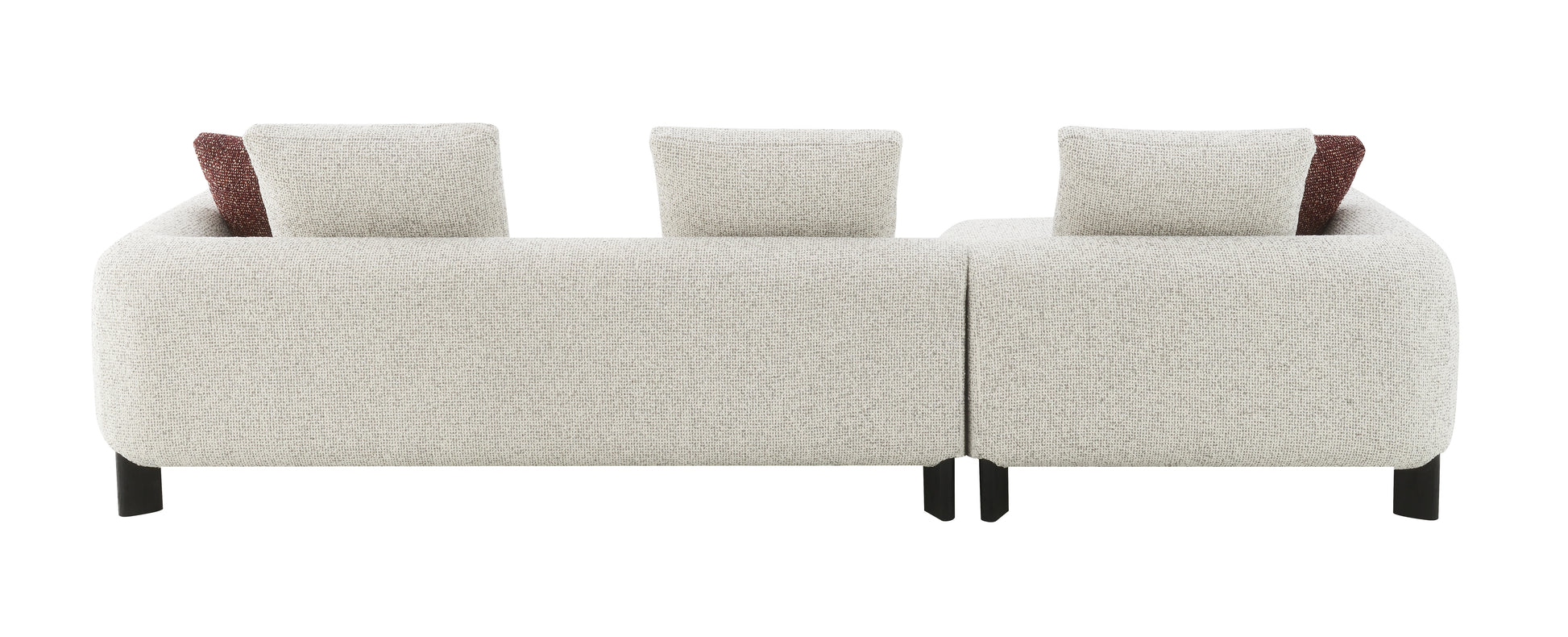 Mardi Maroon & Beige Tweed Sectional Sofa w/3 Pillows FredCo