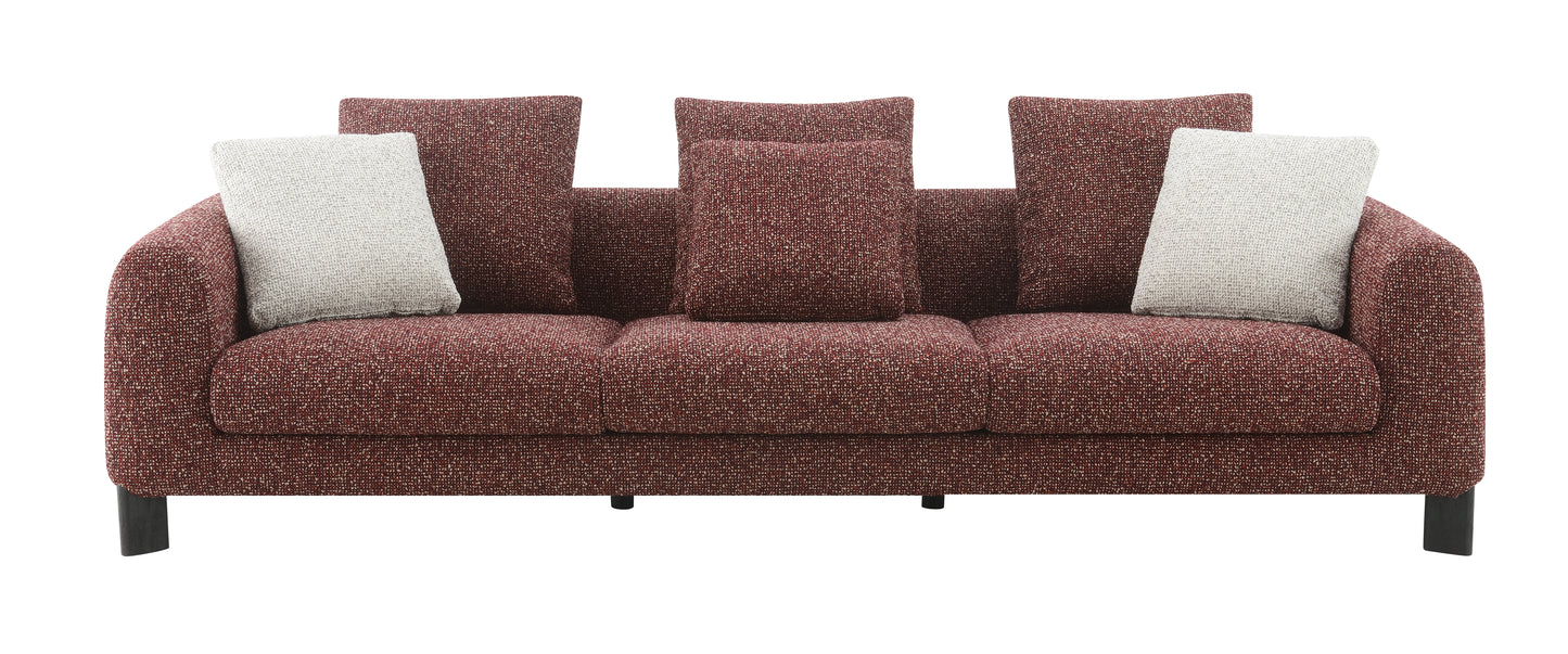 Mardi Maroon Tweed Sofa w/3 Pillows FredCo