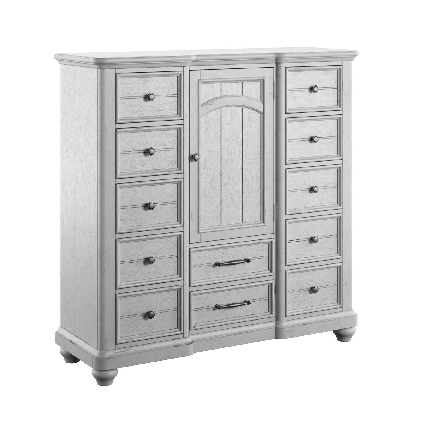 Mariano Gray 12-Drawer Master Chest With Cabinet, Solid Wood FredCo