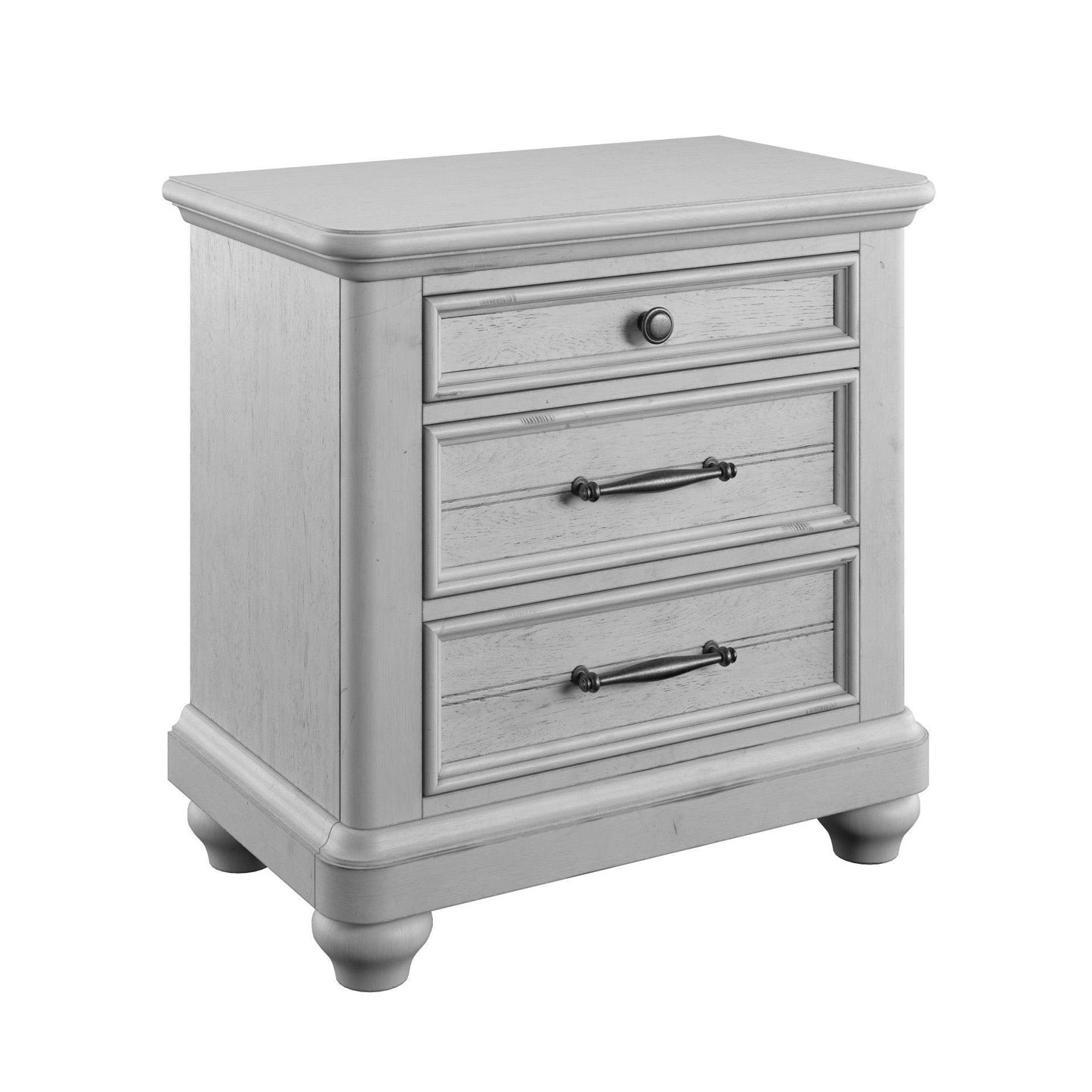 Mariano Gray 3-Drawer Nightstand With USB FredCo