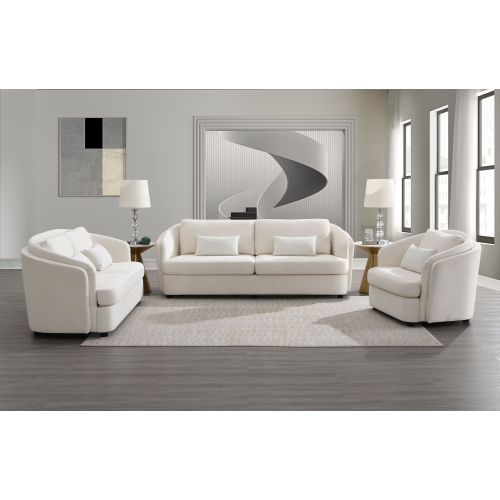 Mariko Beige Linen 3 Pieces Living Room Set FredCo