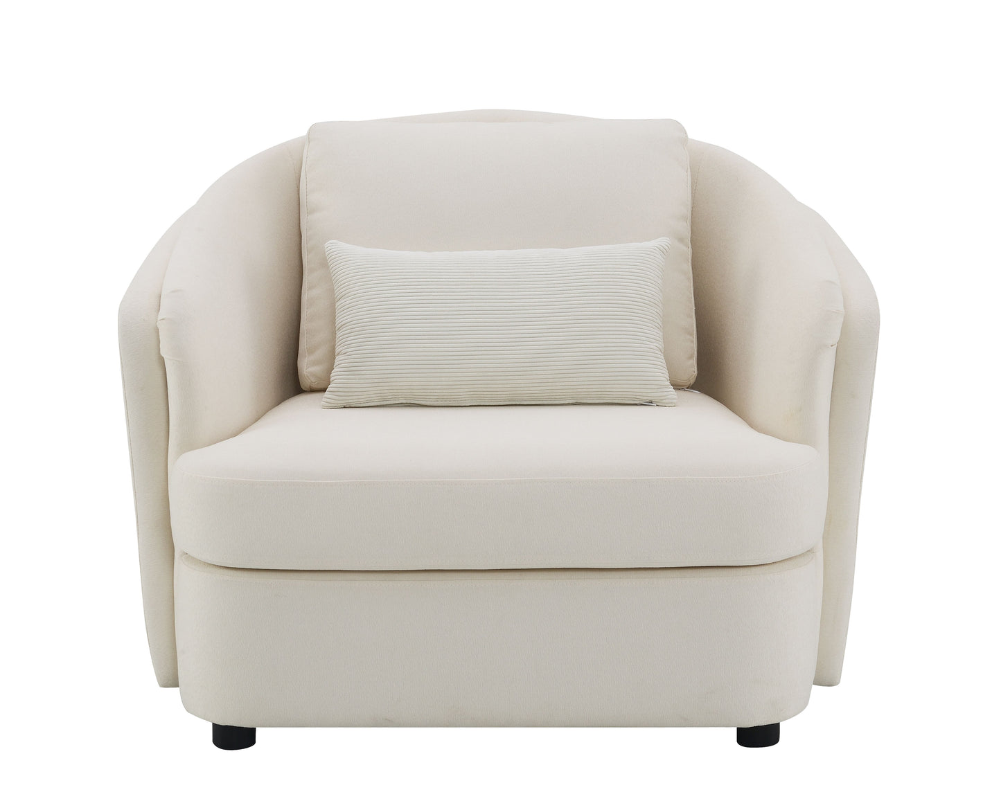 Mariko Beige Linen Chair with 1 Toss Pillow FredCo