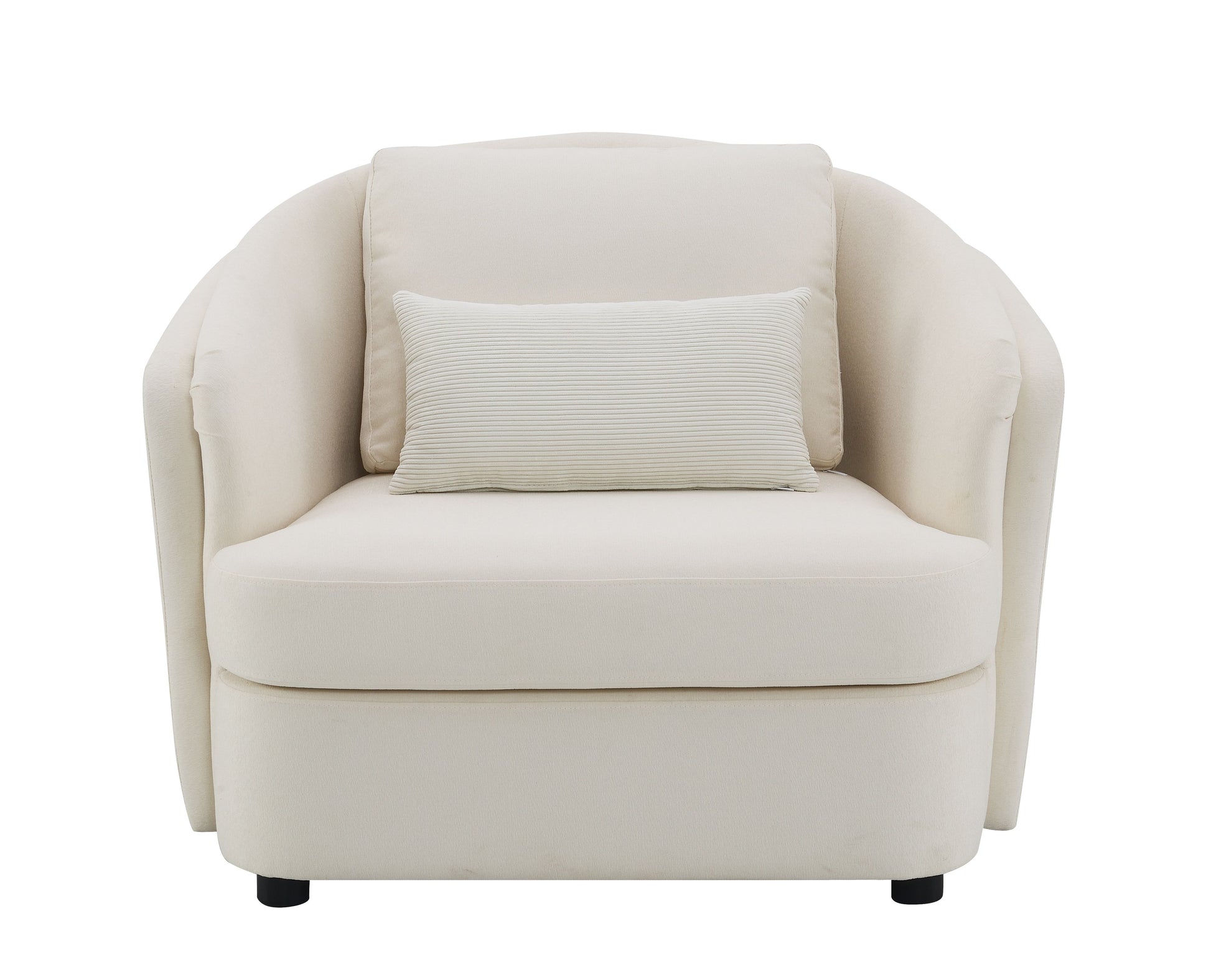 Mariko Beige Linen Chair with 1 Toss Pillow FredCo