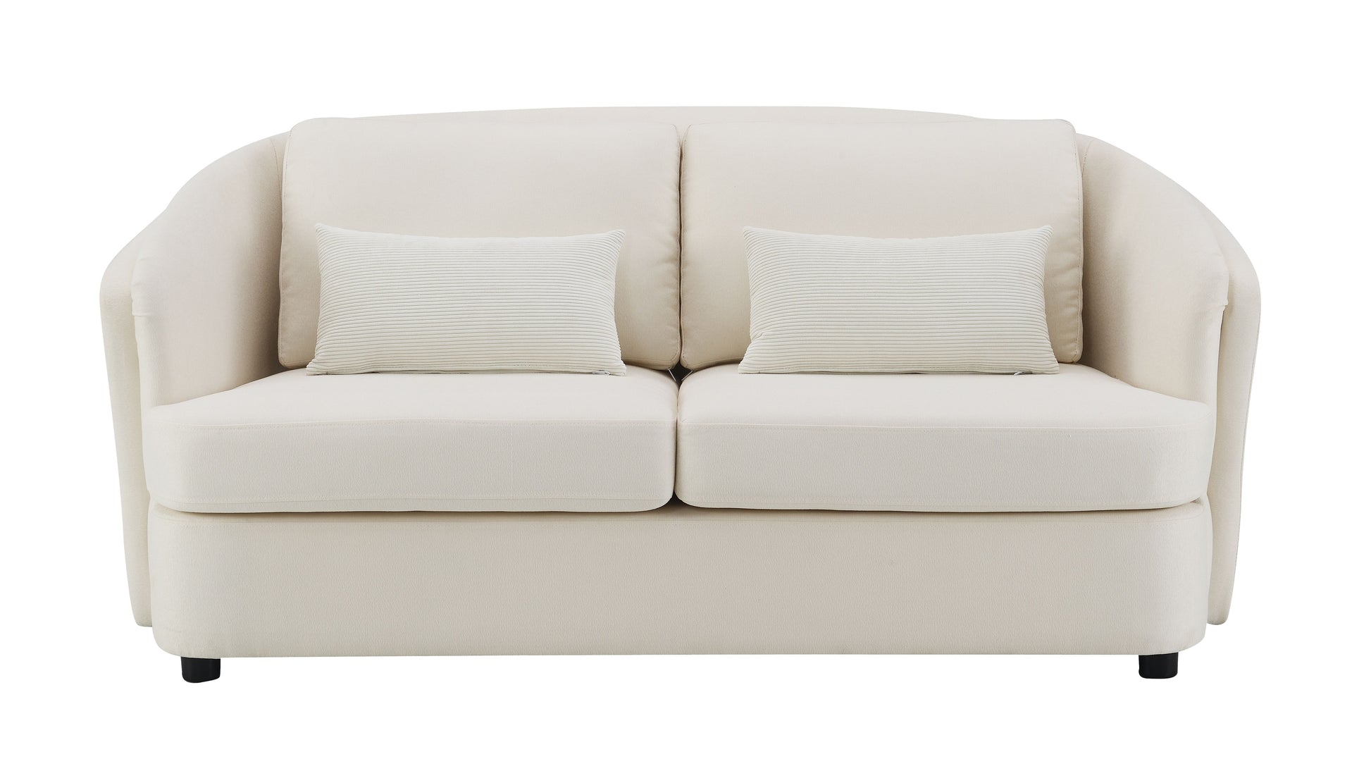 Mariko Beige Linen Loveseat with 2 Toss Pillows FredCo