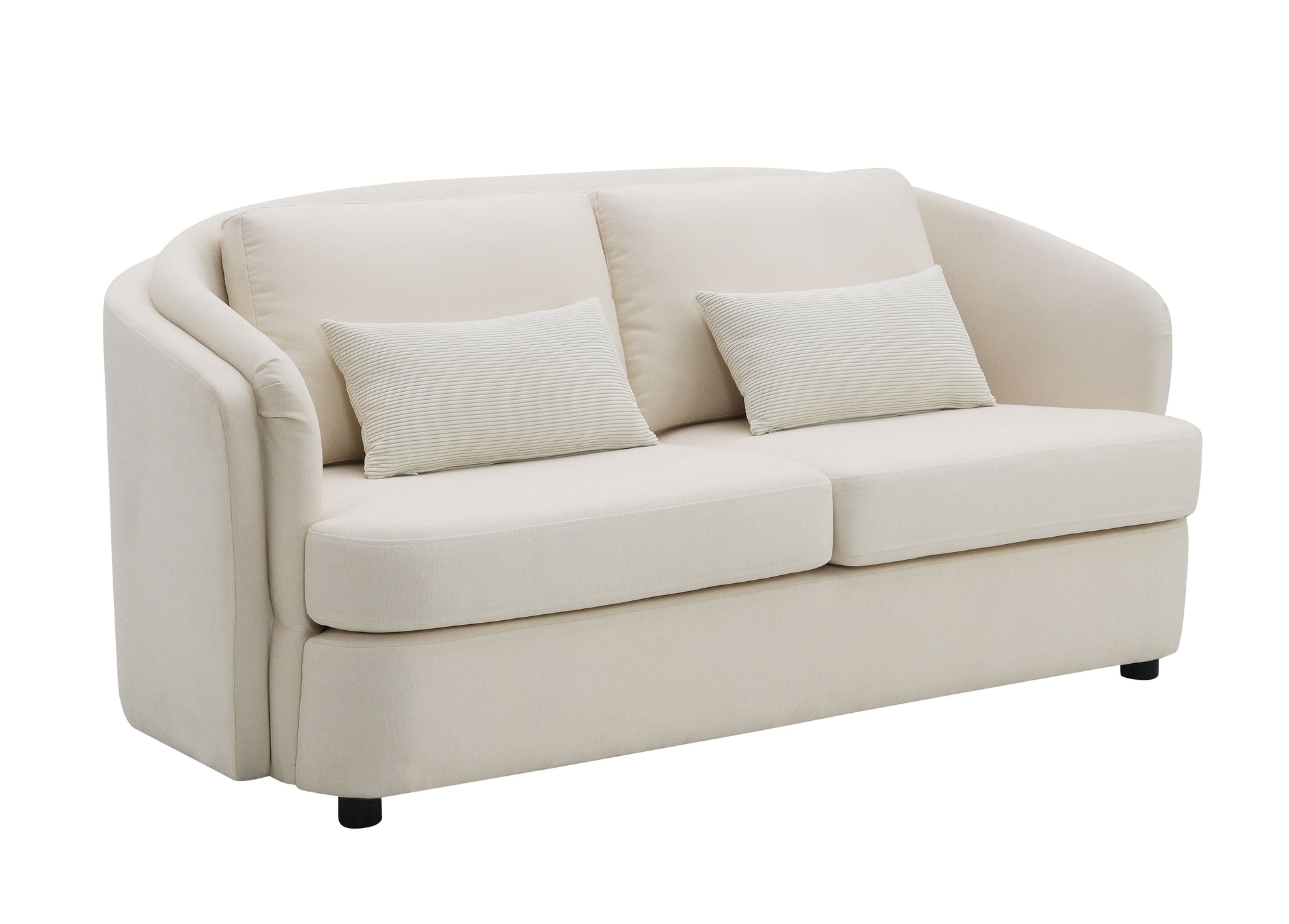 Mariko Beige Linen Loveseat with 2 Toss Pillows FredCo