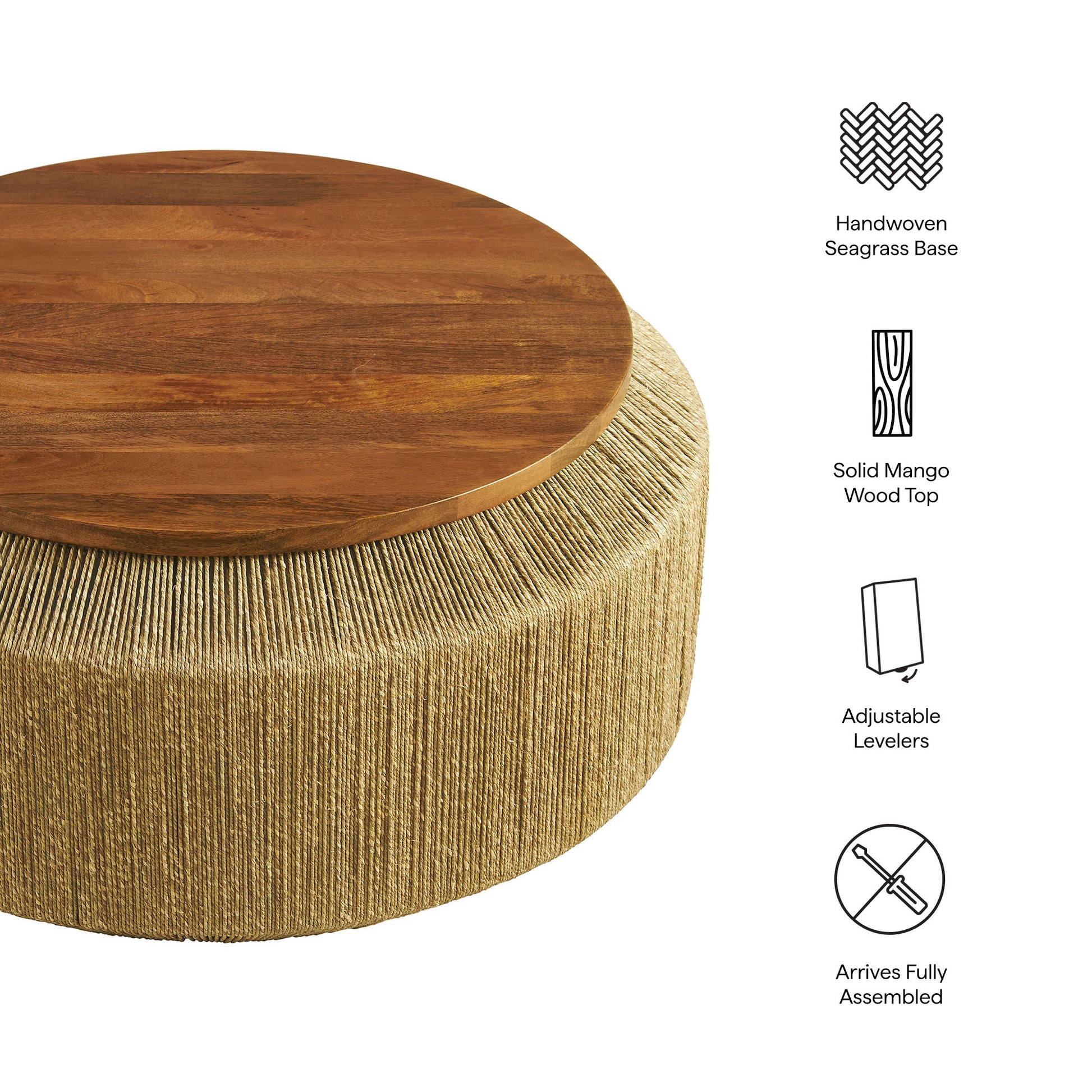 Maris Seagrass and Wood Coffee Table by Modway EEI-7187 FredCo