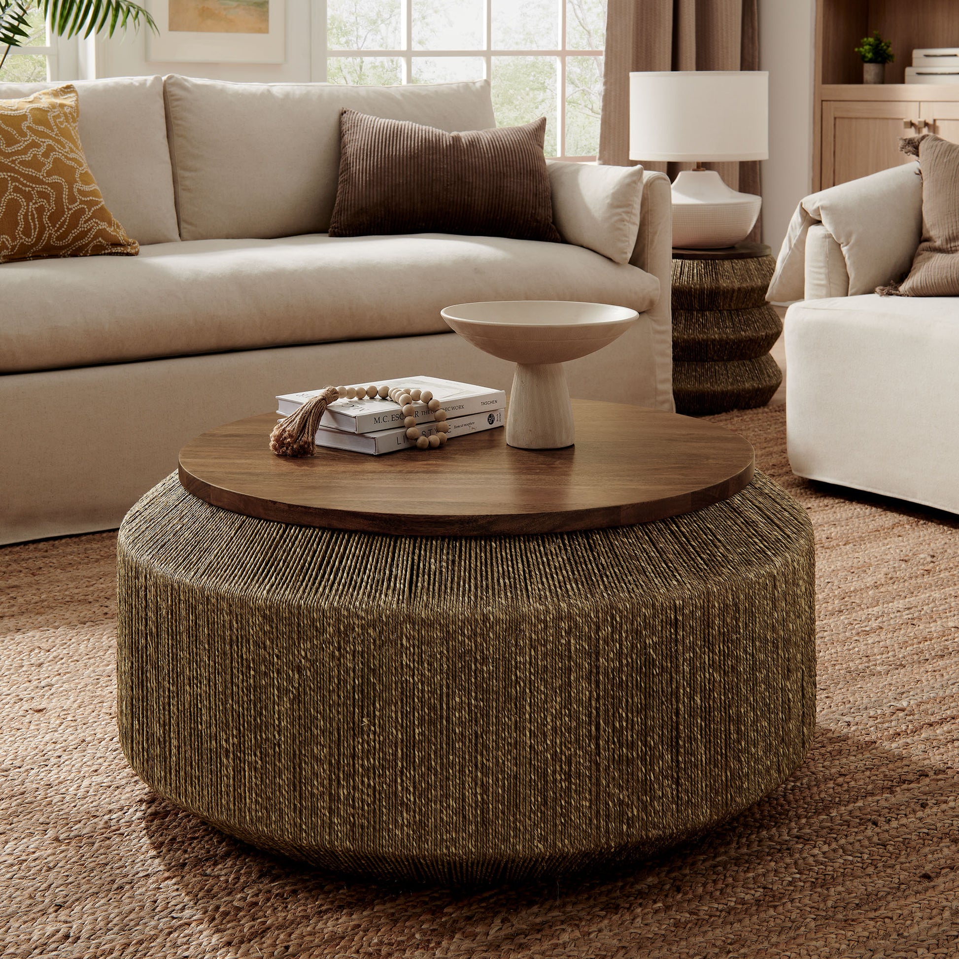 Maris Seagrass and Wood Coffee Table by Modway EEI-7187 FredCo