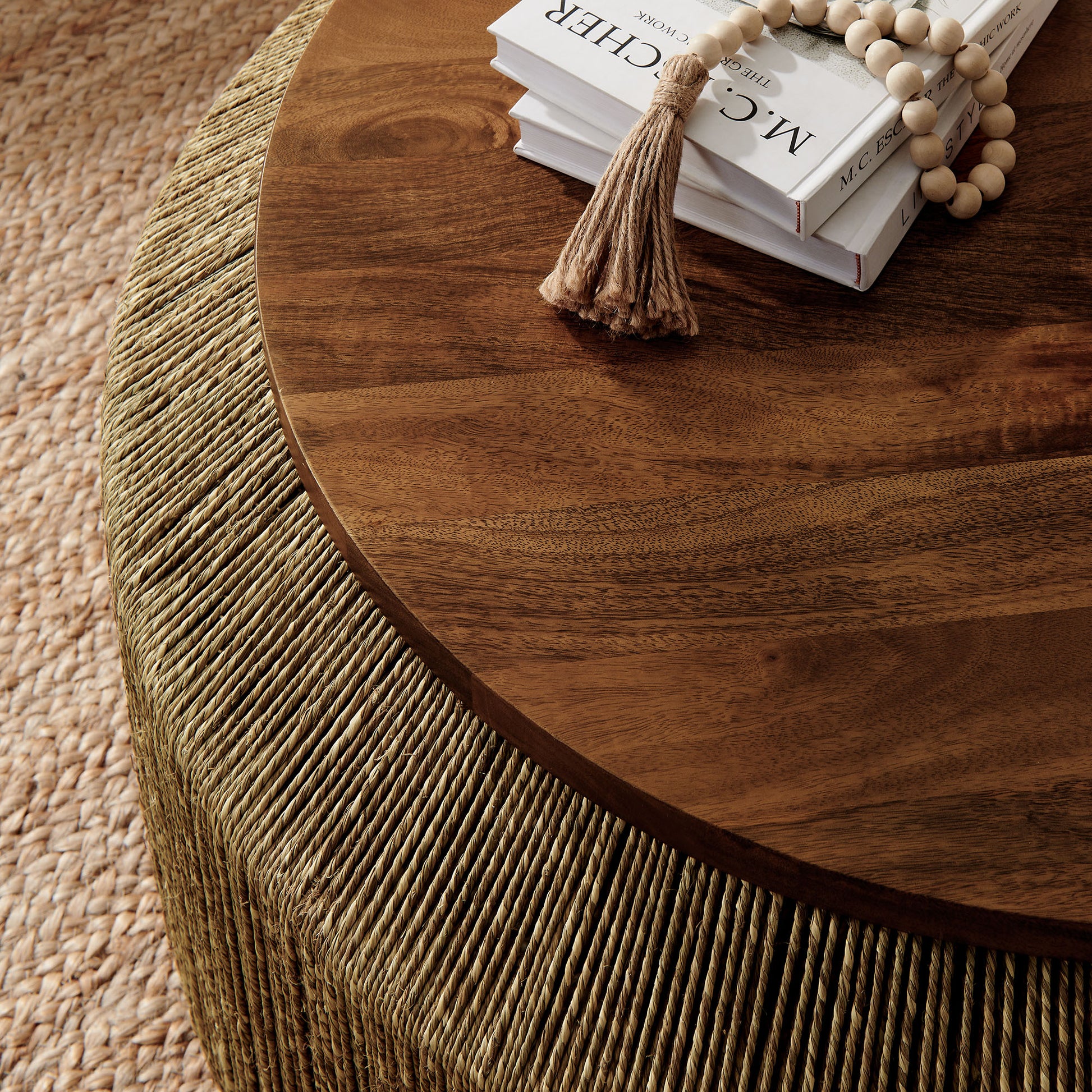 Maris Seagrass and Wood Coffee Table by Modway EEI-7187 FredCo