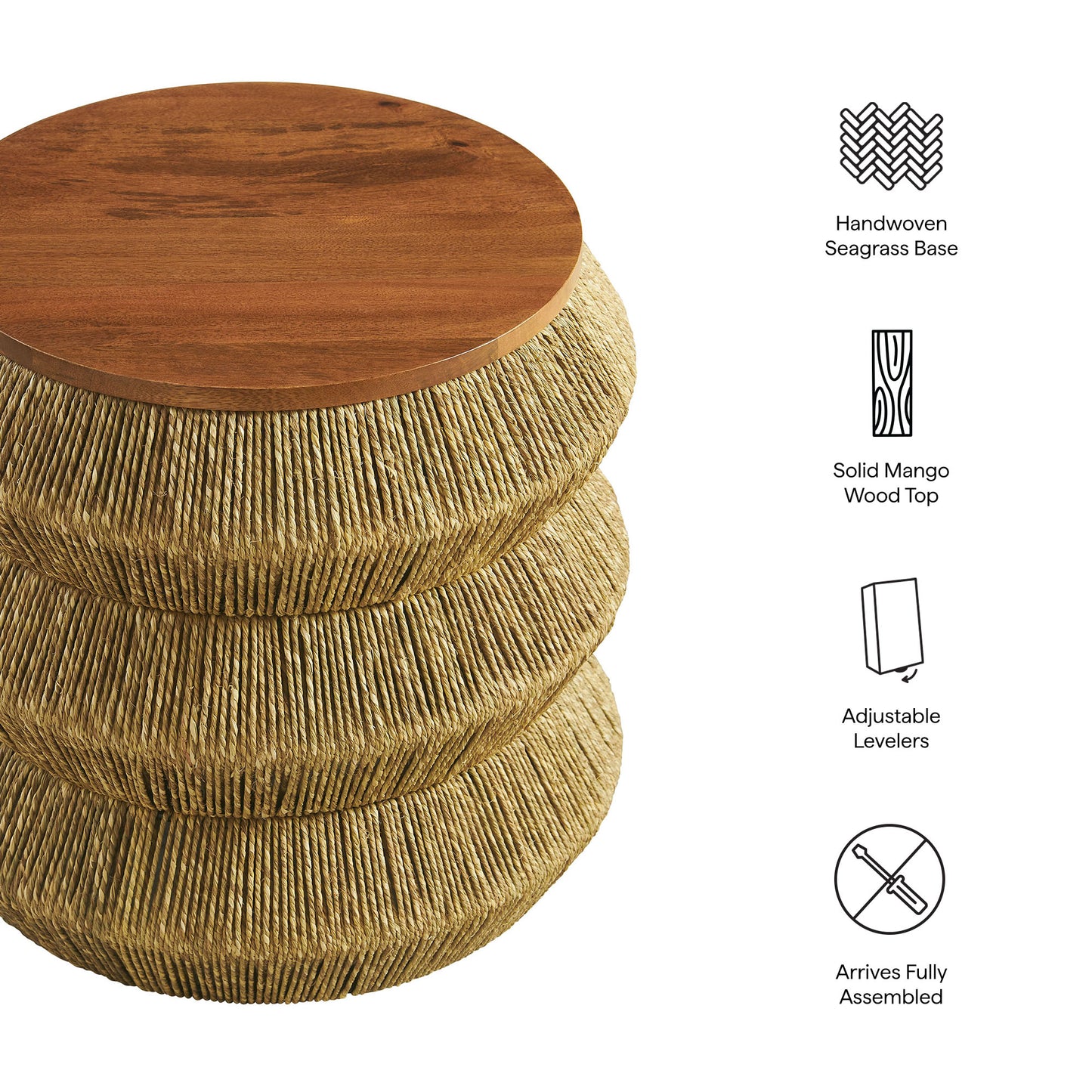 Maris Seagrass and Wood End Table by Modway EEI-7188 FredCo