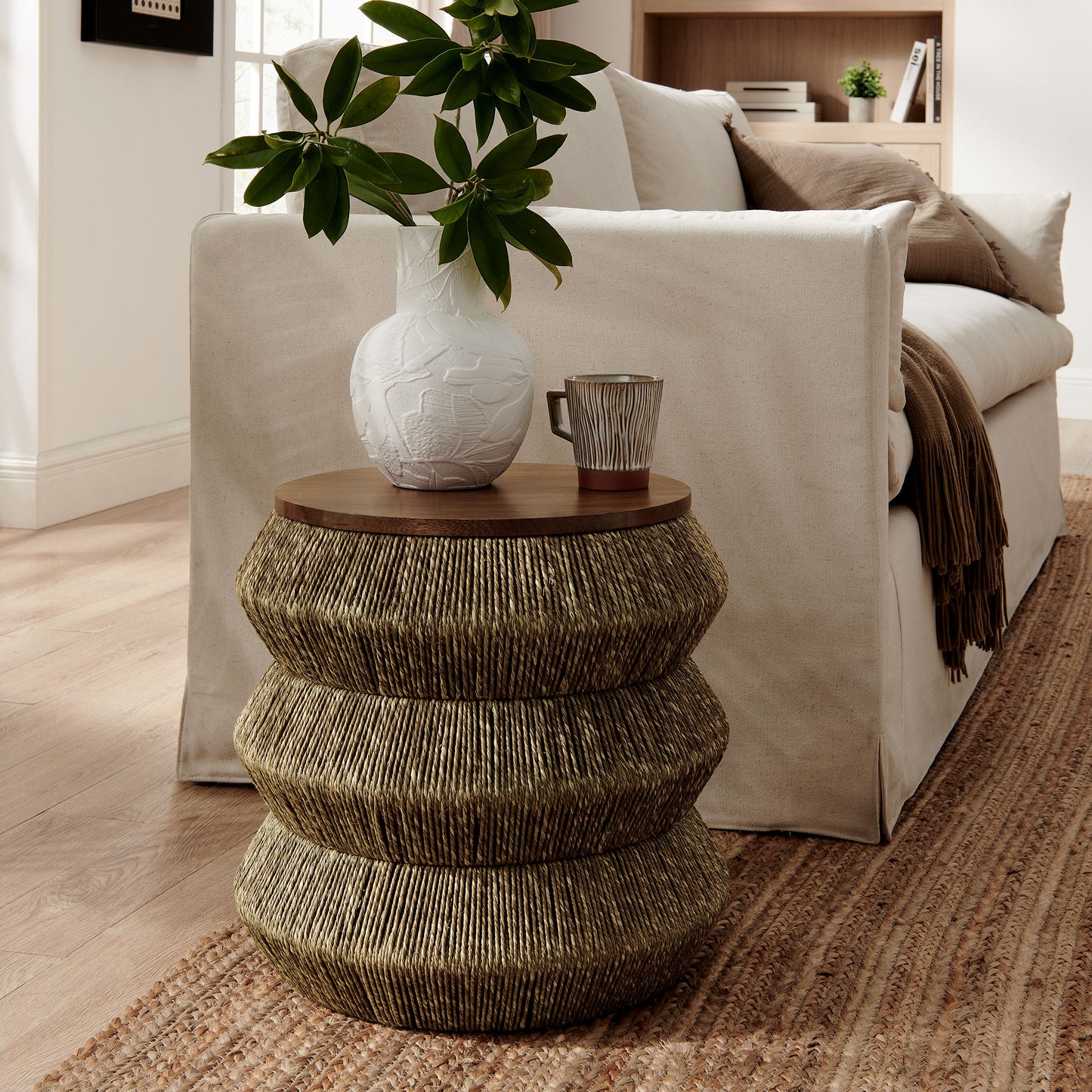Maris Seagrass and Wood End Table by Modway EEI-7188 FredCo
