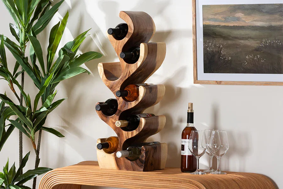 Matana Suar Wood Wine Rack FredCo