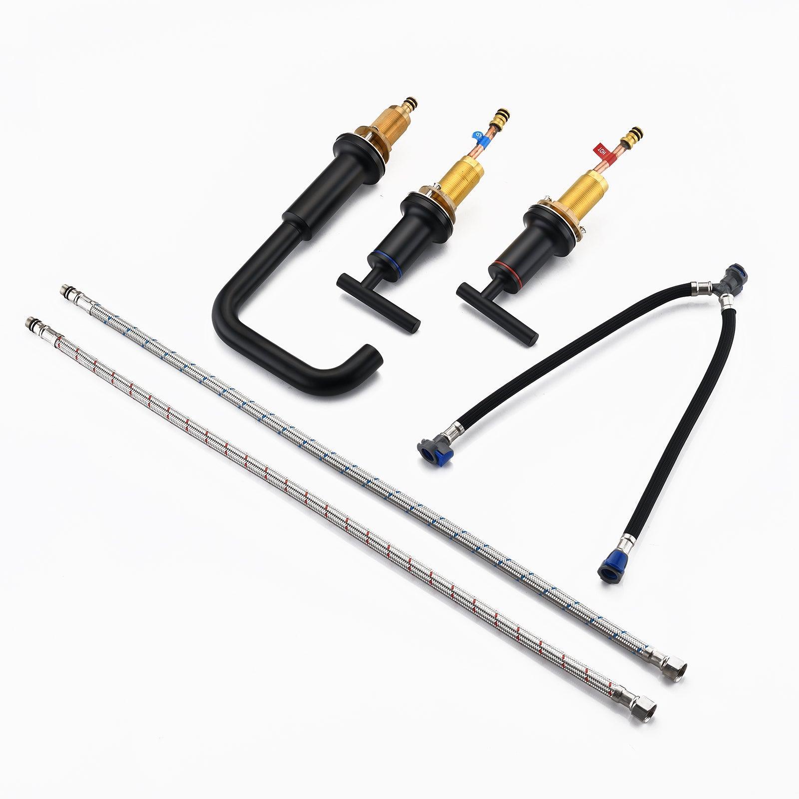 Matte Black Widespread Bathroom Faucet 3 Holes 2 Handles Vanity Sink Faucet FredCo