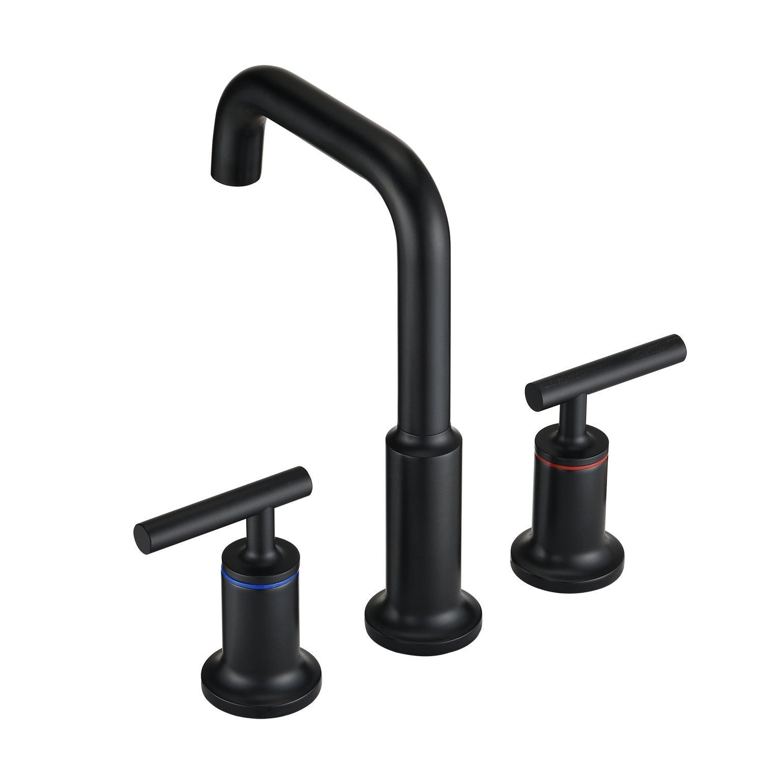 Matte Black Widespread Bathroom Faucet 3 Holes 2 Handles Vanity Sink Faucet FredCo