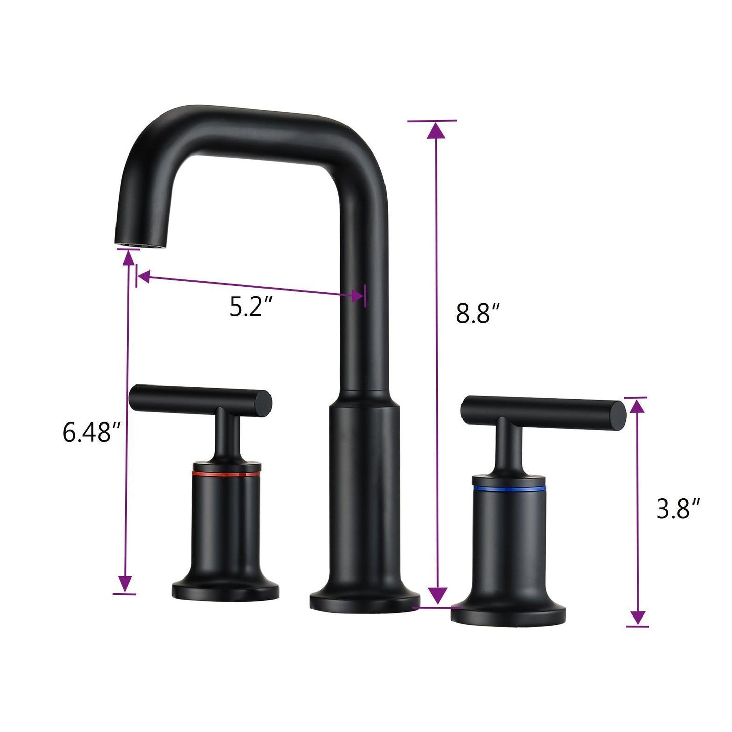 Matte Black Widespread Bathroom Faucet 3 Holes 2 Handles Vanity Sink Faucet FredCo