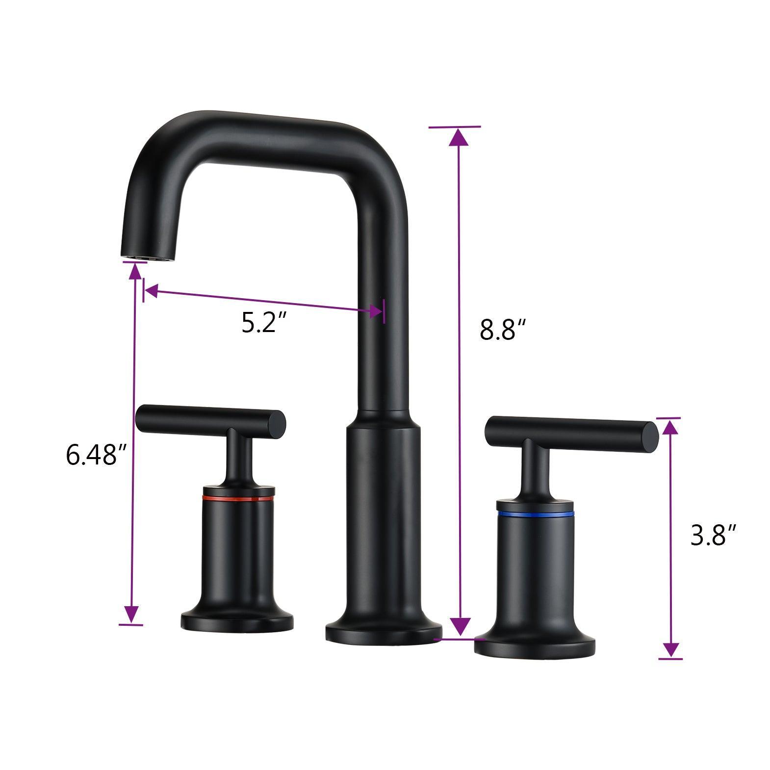 Matte Black Widespread Bathroom Faucet 3 Holes 2 Handles Vanity Sink Faucet FredCo