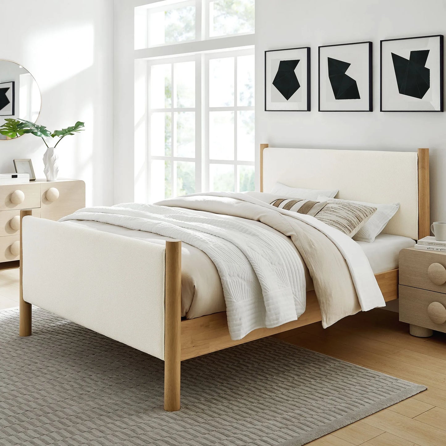 Maven Queen Size Boucle Upholstered Platform Bed by Modway MOD-7191 FredCo