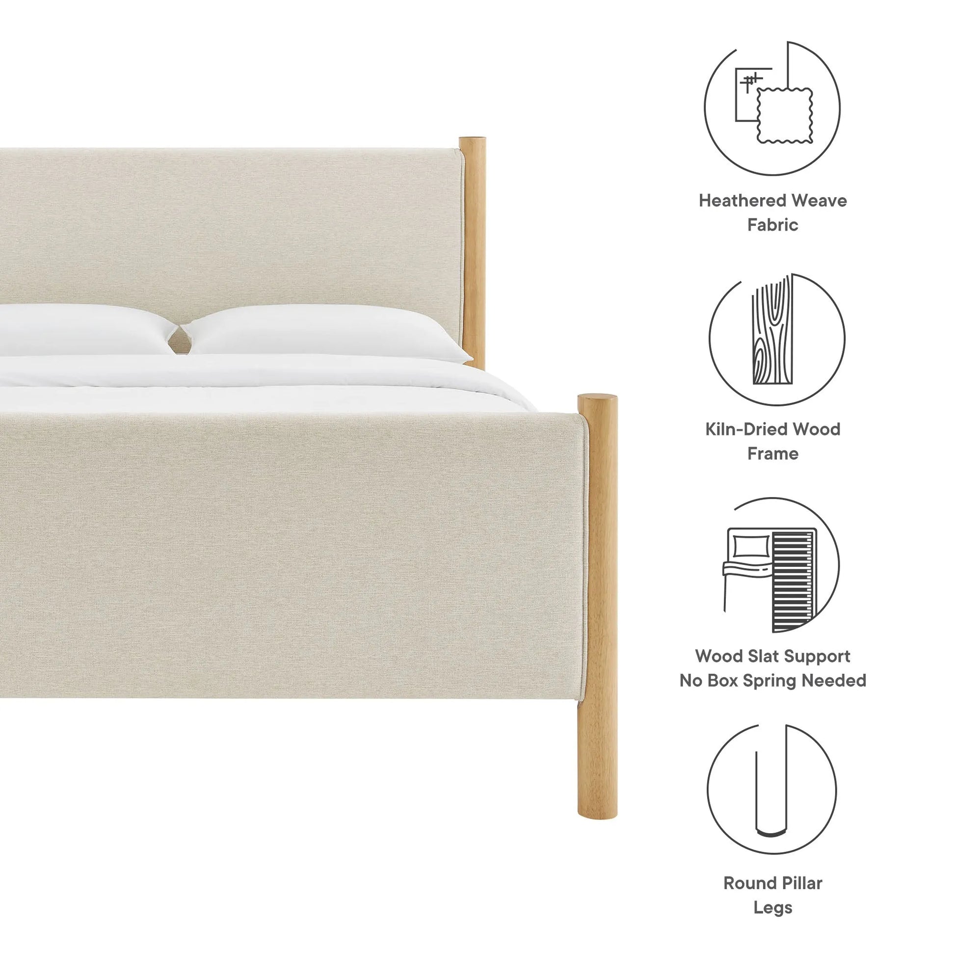 Maven Queen Size Fabric Upholstered Platform Bed by Modway MOD-7189 FredCo