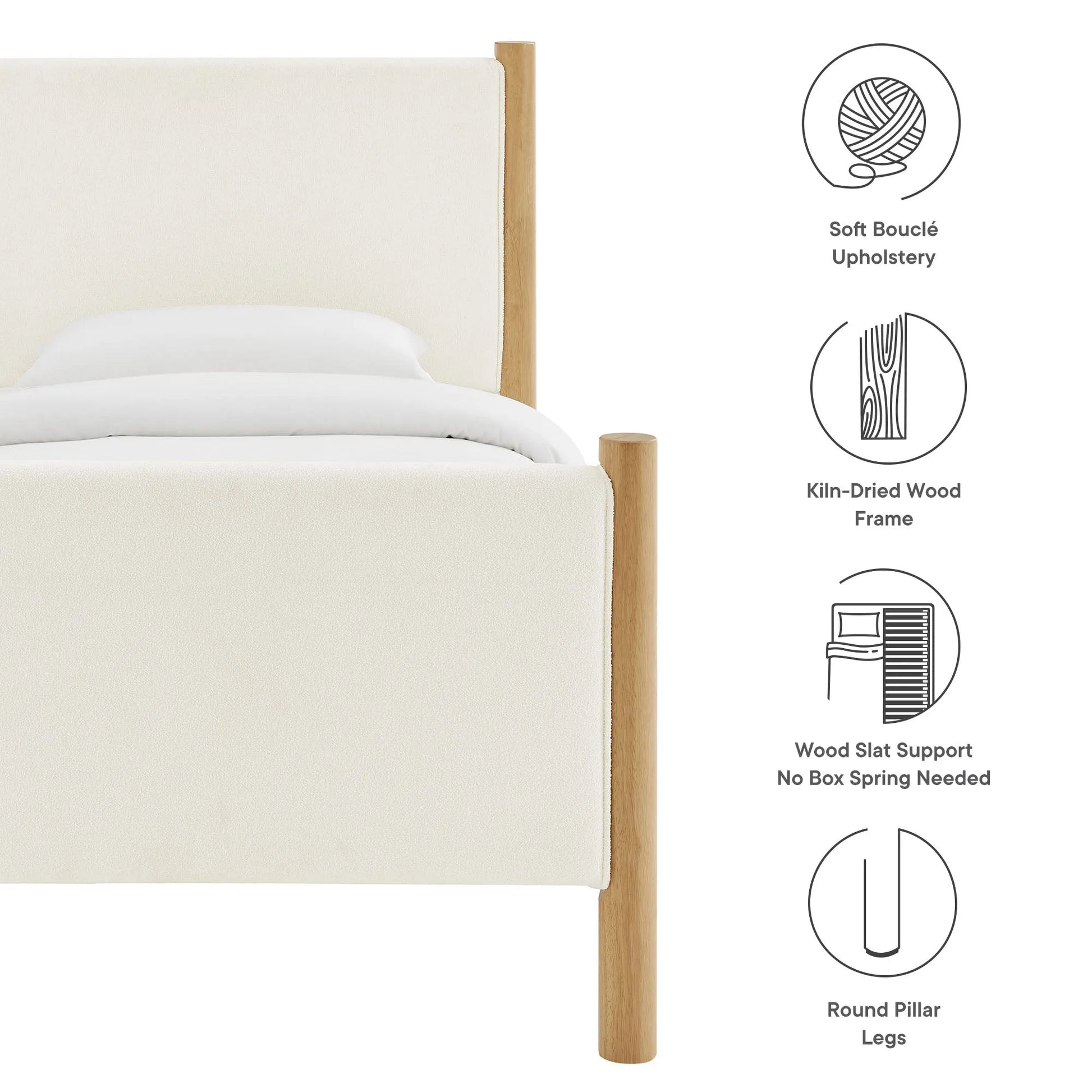 Maven Twin Size Boucle Upholstered Platform Bed by Modway MOD-7185 FredCo