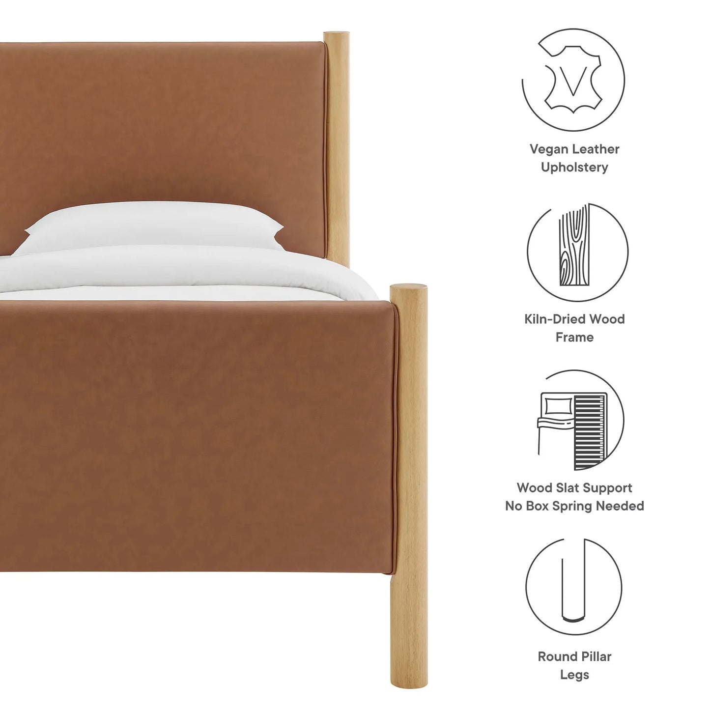 Maven Twin Size Vegan Leather Upholstered Platform Bed by Modway MOD-7184 FredCo