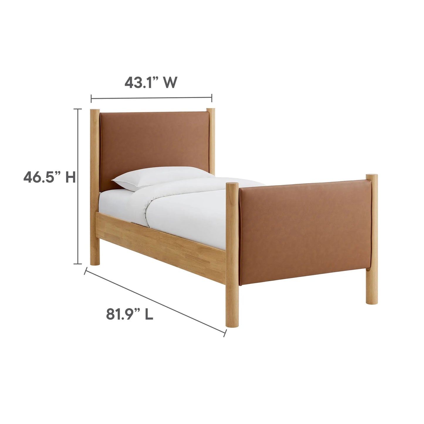 Maven Twin Size Vegan Leather Upholstered Platform Bed by Modway MOD-7184 FredCo