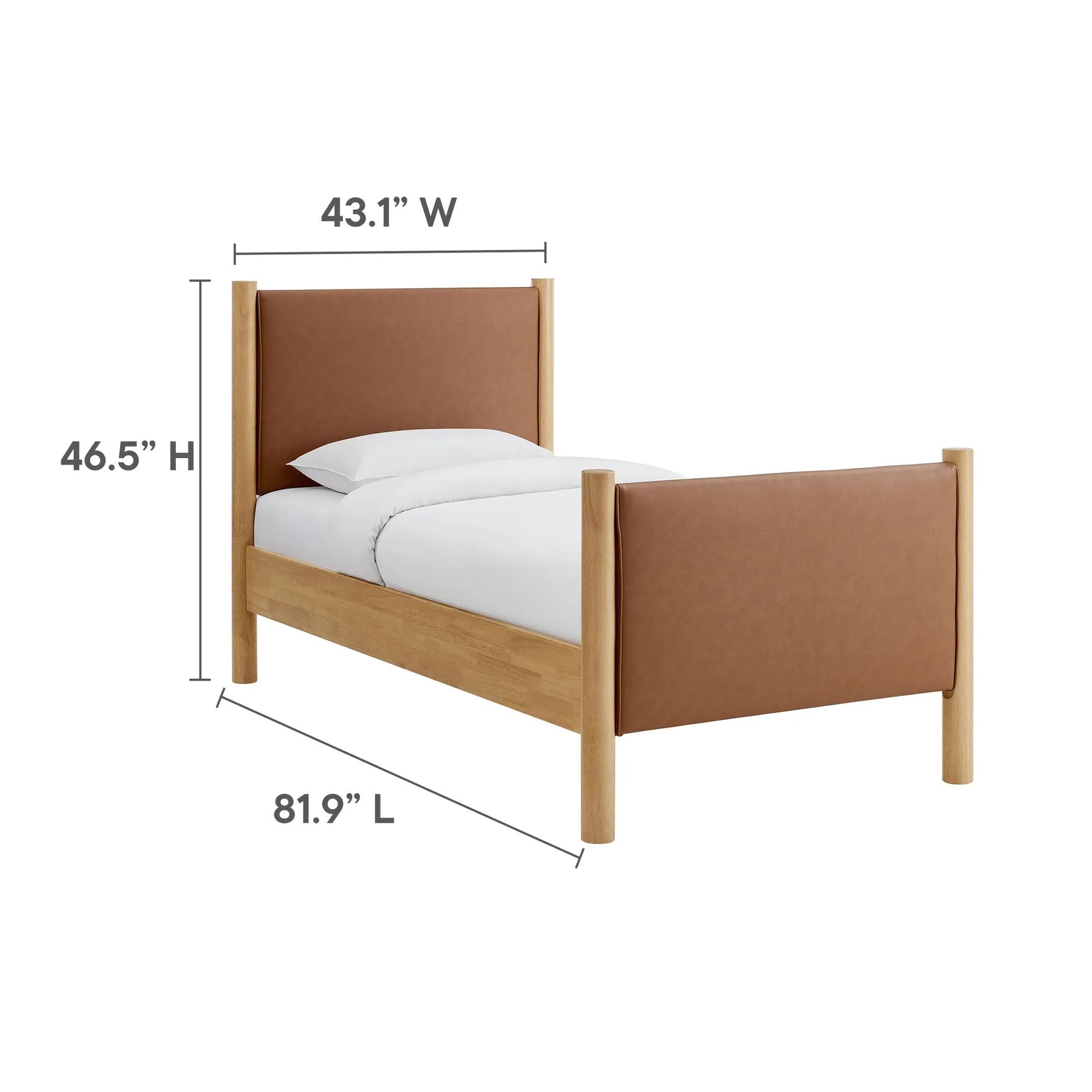 Maven Twin Size Vegan Leather Upholstered Platform Bed by Modway MOD-7184 FredCo