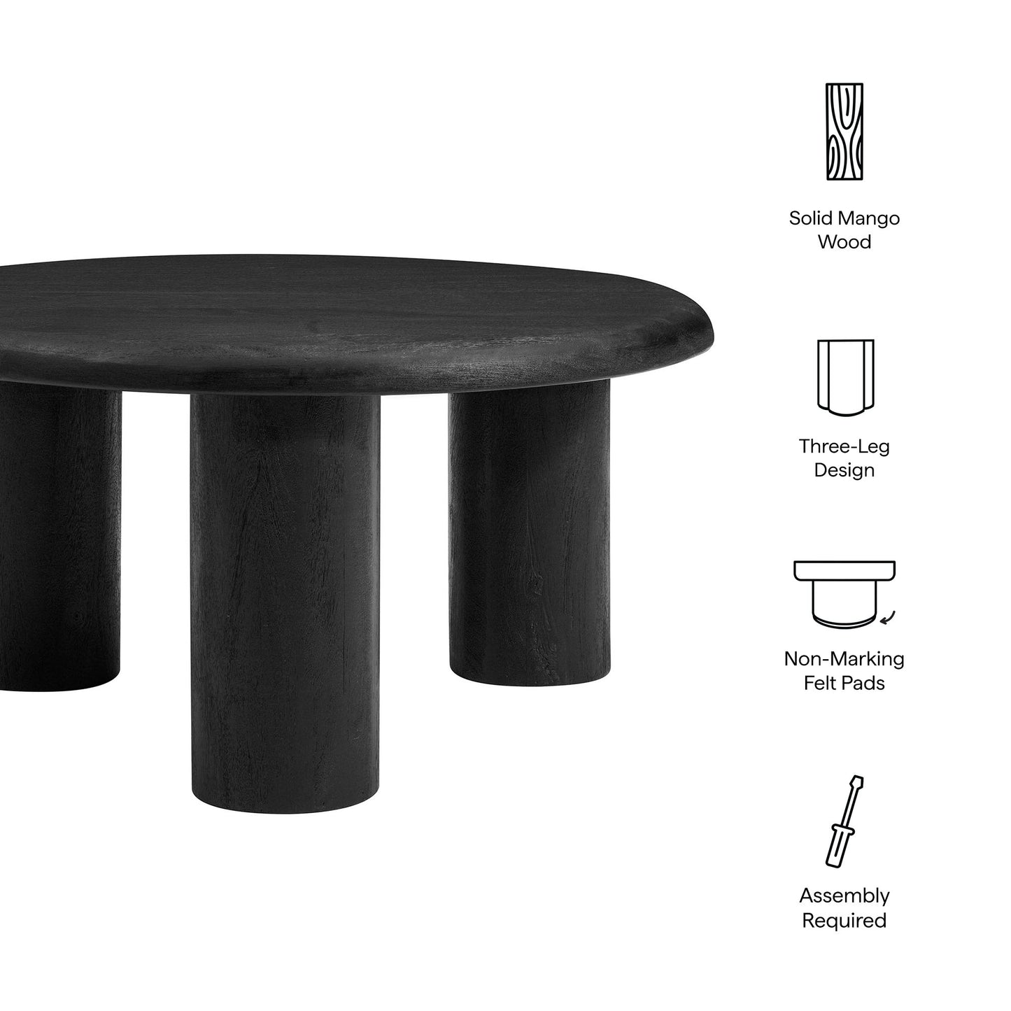 Mavina Round Mango Wood Coffee Table by Modway EEI-7286 FredCo