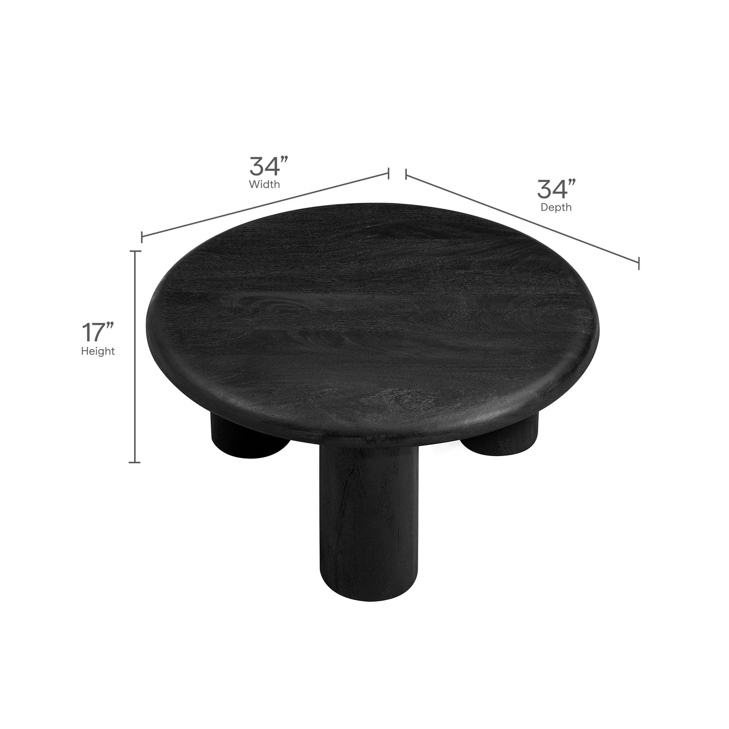 Mavina Round Mango Wood Coffee Table by Modway EEI-7286 FredCo