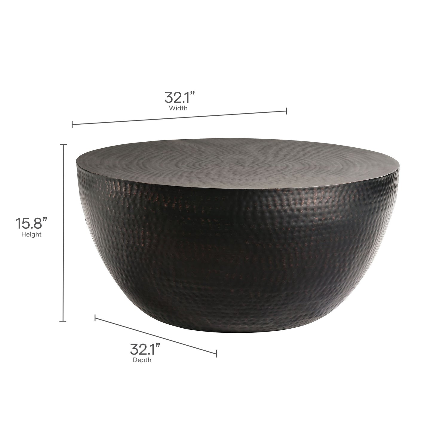 Mella 32 Inch Metal Hammered Coffee Table by Modway EEI-7279 FredCo