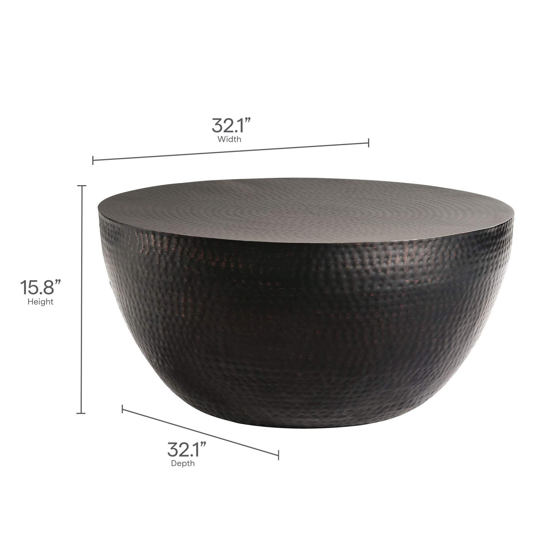 Mella 32 Inch Metal Hammered Coffee Table by Modway EEI-7279 FredCo