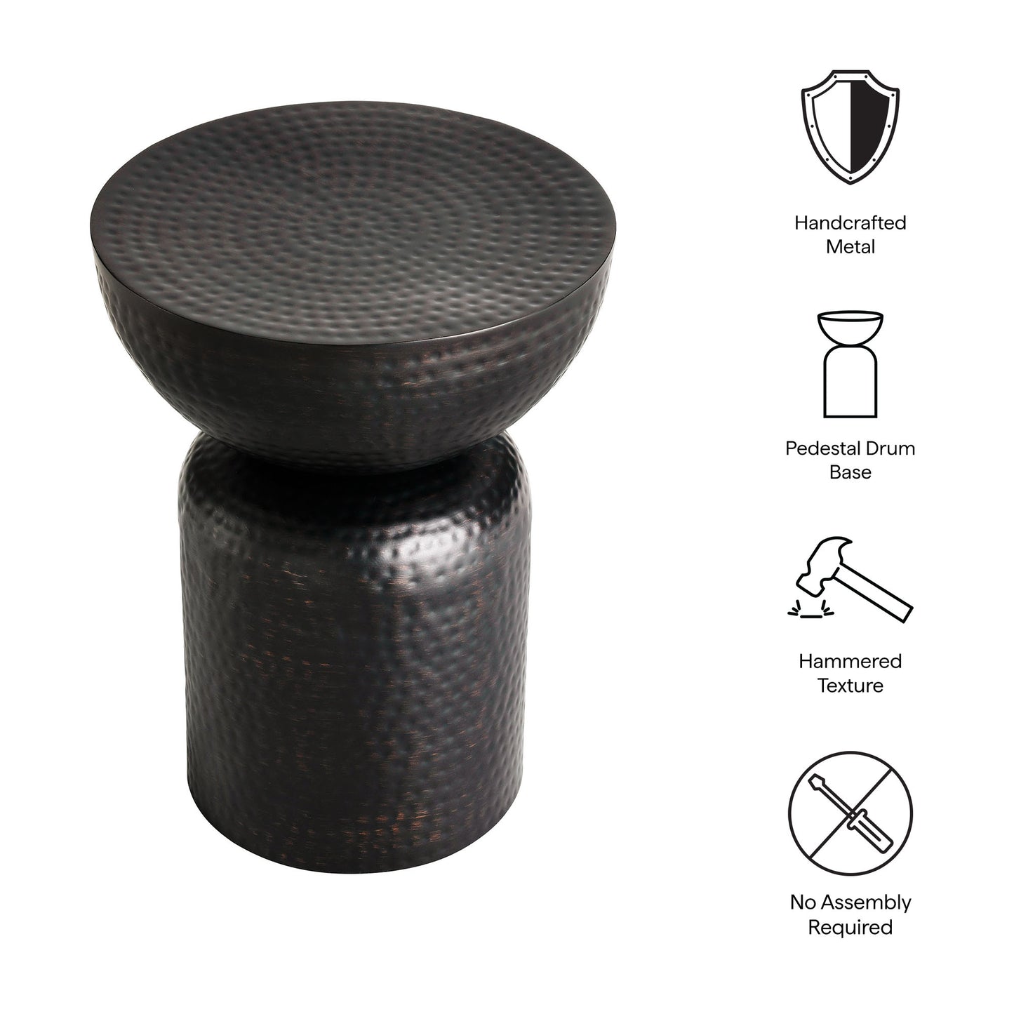 Mella Metal Hammered Side Table by Modway EEI-7278 FredCo