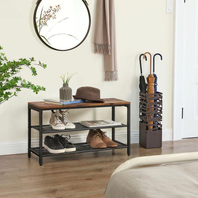 Mesh Shelves Shoe Bench FredCo