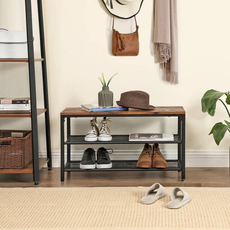 Mesh Shelves Shoe Bench FredCo