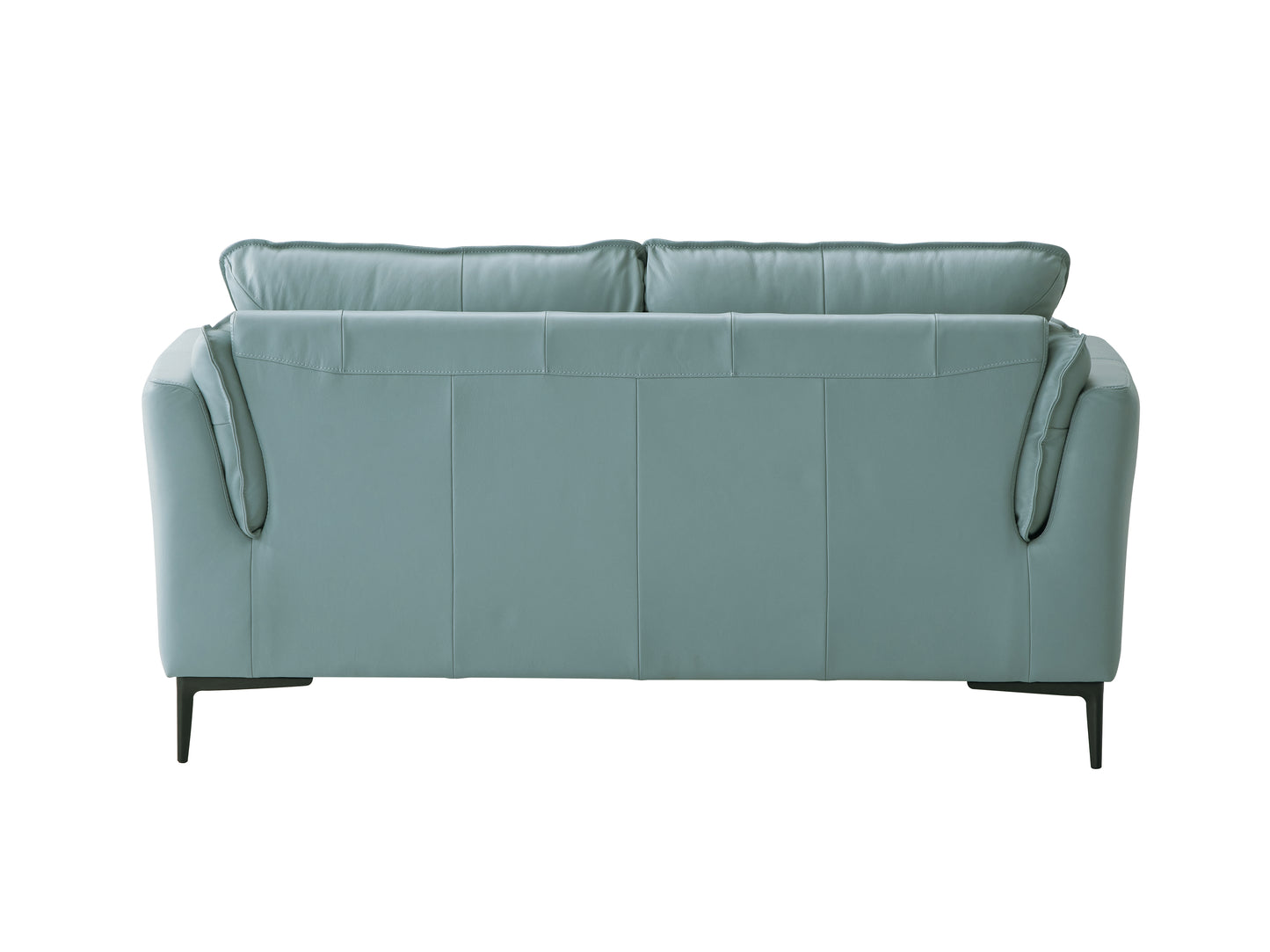 Mesut Sage Green Top Grain Leather & Black Finish Loveseat FredCo