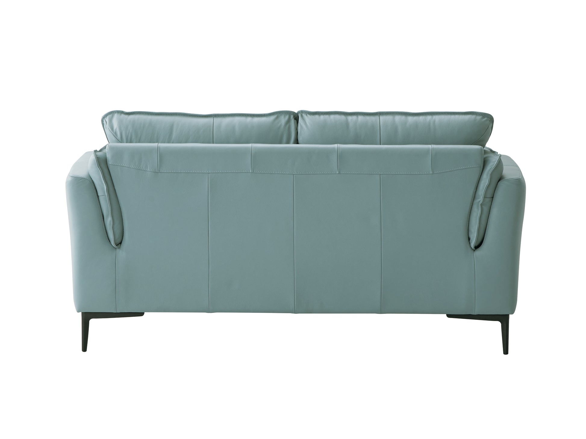 Mesut Sage Green Top Grain Leather & Black Finish Loveseat FredCo