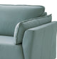 Mesut Sage Green Top Grain Leather & Black Finish Loveseat FredCo