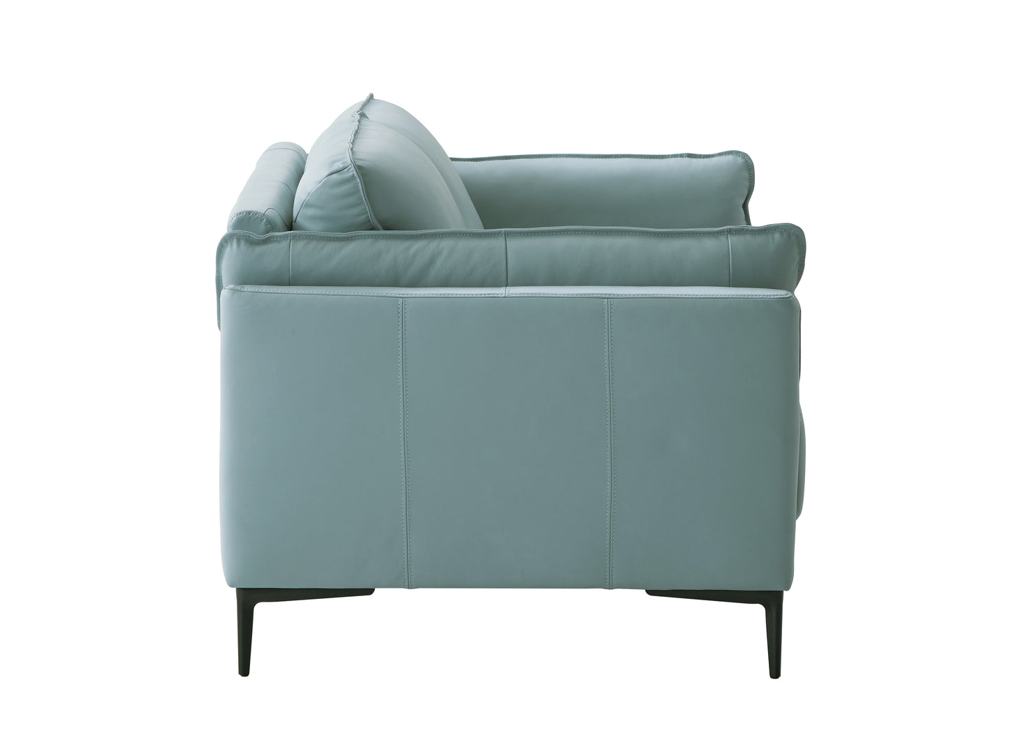 Mesut Sage Green Top Grain Leather & Black Finish Loveseat FredCo
