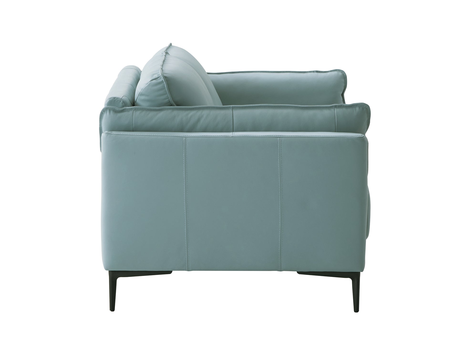 Mesut Sage Green Top Grain Leather & Black Finish Loveseat FredCo