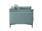 Mesut Sage Green Top Grain Leather & Black Finish Loveseat FredCo